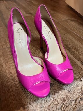 Jessica Simpson Hot Pink Peep-Toe Stiletto Pumps